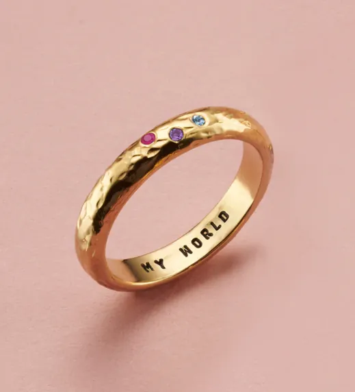 Personalised Textured Confetti Birthstone Ring